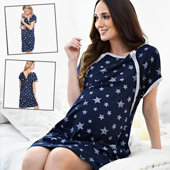 Chemise de nuit d’allaitement 3 en 1 – pyjama manches courtes confortable pour femmes enceintes et jeunes mamans-sphere de maman-nourrison