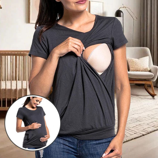 T-shirt de maternité à manches courtes pour femmes enceintes, confortable et élégant, adapté pour l’allaitement-sphere de maman-nourrison