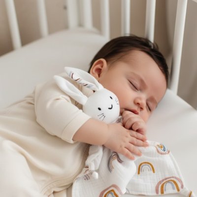 Doudou lapin léger et doux, parfait compagnon de sommeil pour bébé