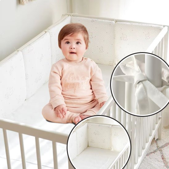 Tour de lit bébé 6 pièces pour une sécurité maximale et un nettoyage facile