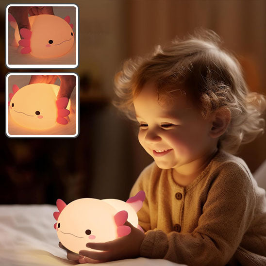 Axolotl lumineux posé sur commode blanche dans une chambre d’enfant-sphere de maman-nourrison