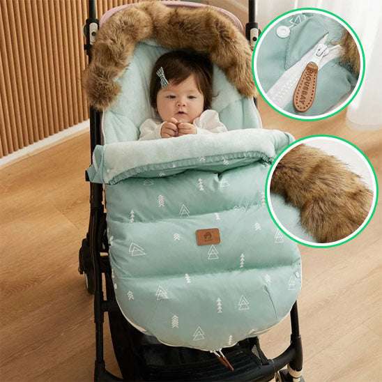 Chancelière chaude en flanelle pour poussette avec col en fausse fourrure-sphere de maman-nourrison