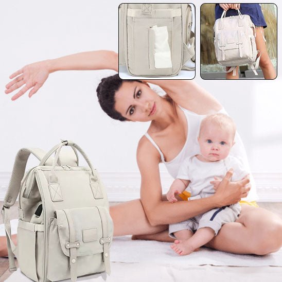 Compartiments intérieurs du sac à langer kaki avec accessoires de bébé-sphere de maman-nourrison