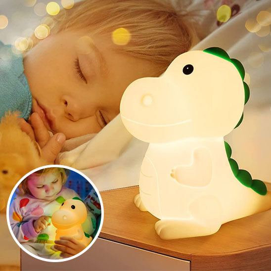 Lampe dinosaure sur une étagère avec décoration de chambre-sphere de maman-nourrison