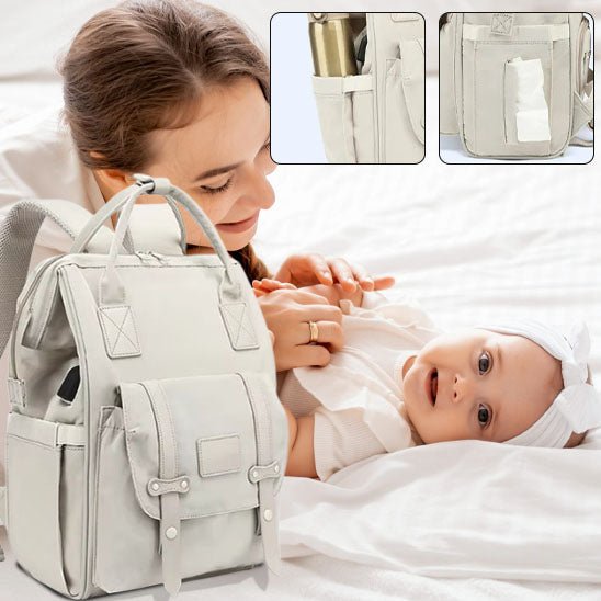 Sac à langer kaki avec matelas à langer déplié-phere de maman-nourrison