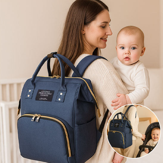 Sac à dos maman multifonction accroché à une poussette-sphere de maman-nourrison