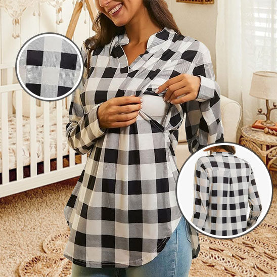 Vêtement d’allaitement femme enceinte, manches longues, col en V, style décontracté-sphere de maman-nourrison