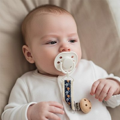 Attache tetine en bois pour bébé, accessoire floral élégant