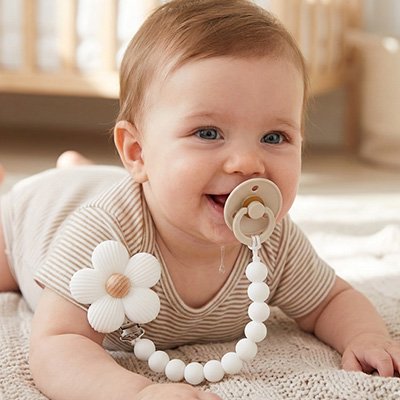 Attache tetine fleur pour bébé accessoire de dentition en silicone sécurisé