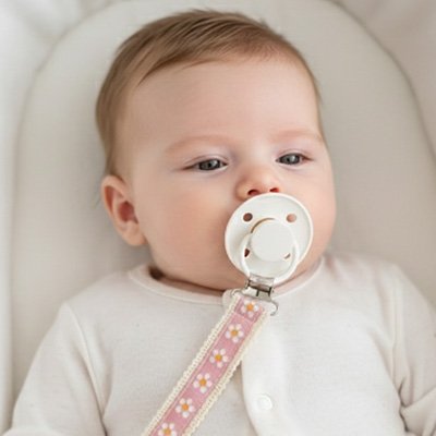 Attache tetine fleurie, accessoire pratique pour bébé