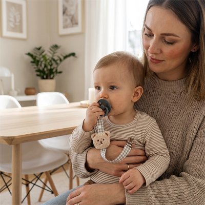 Attache tetine pour bébé en forme d’ours mignon – Chaîne porte-sucette sécurisée pour nouveau-né