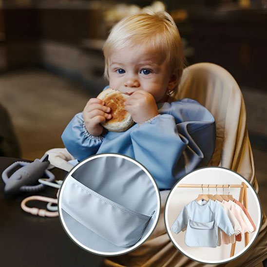 Bavoir bébé à manches longues accessoire pratique pour manger et créer