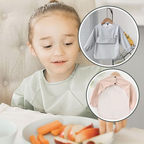 Bavoir bébé d’alimentation bavette longue douce et résistante aux taches
