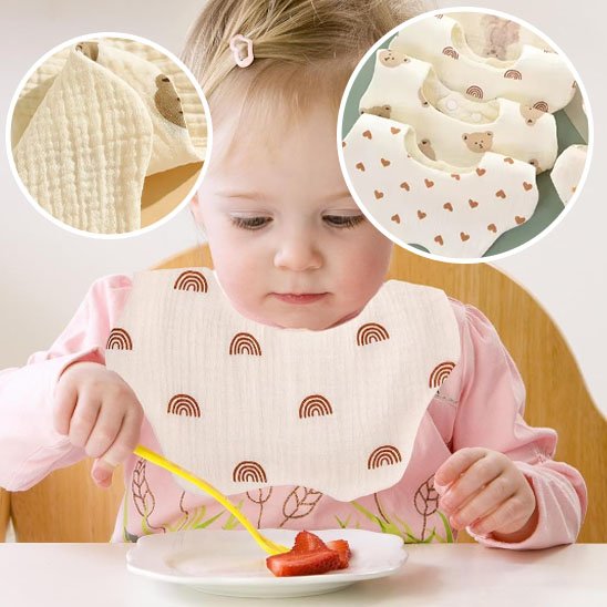 Bavoir bébé doux et absorbants design imprimé, lot de 3 pour nouveau-né et enfant en bas âge.