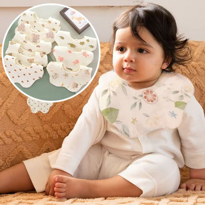Bavoir bébé en coton léger, texture pétale douce, parfaits pour salive et repas, lot de 3 pièces.