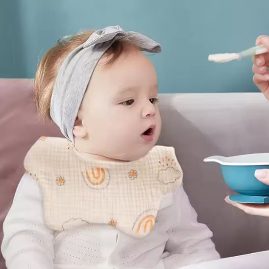 Bavoir bébé en gaze de coton, très douces, idéales pour pour nourrisson et enfant en bas âge, motifs mignons.