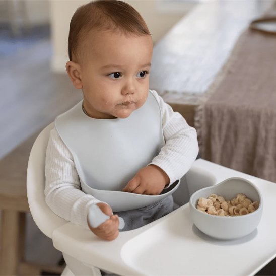 Bavoir bébé  en silicone pour bébé, réglable et étanche, idéal pour les repas, sans BPA, couleur neutre