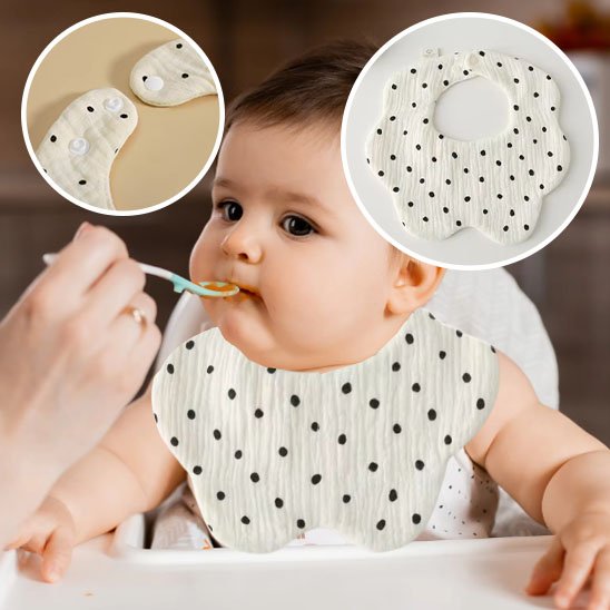 Bavoir bébé gaze de coton respirante, motifs mignons pour enfant en bas âge.