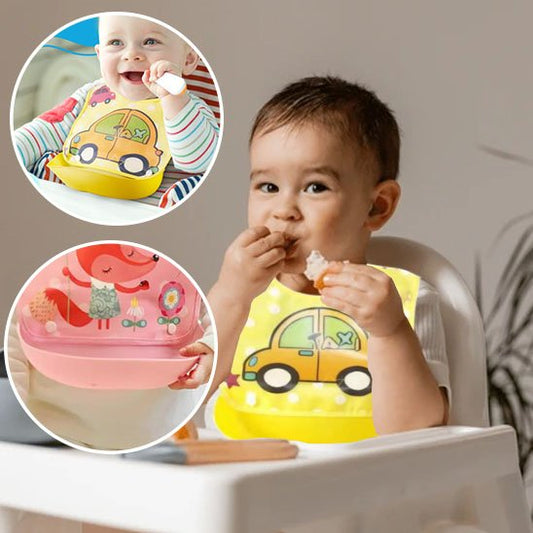 Bavoir bébé imperméable avec dessin animé mignon, réglable et doux pour l’alimentation quotidienne