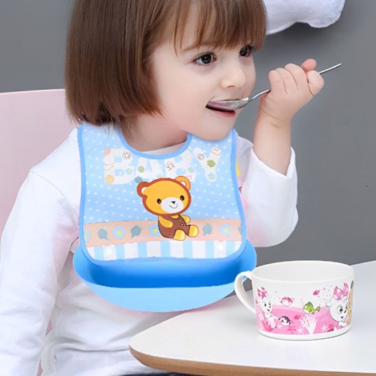 Bavoir bébé imperméable et ajustable, accessoire d’alimentation confortable avec motif enfantin