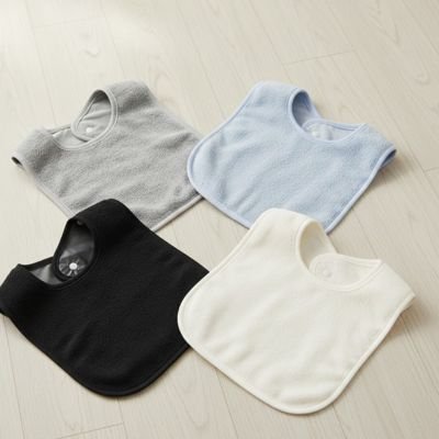 Bavoir bébé Lot de 3 à 4  en tissu absorbant, imperméables, couleurs unies, protection pratique pour repas.