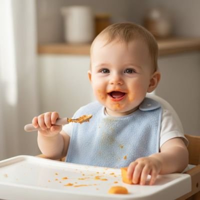 Bavoir bébé tissu éponge doux et imperméable, idéal pour repas et apprentissage autonome.