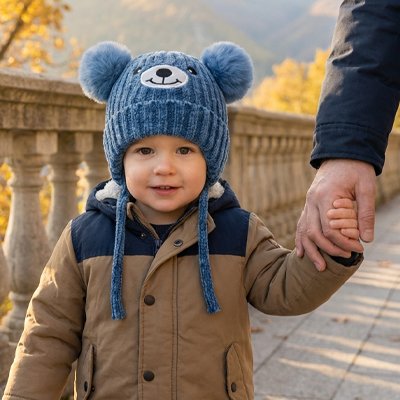 Bonnet bebe avec ours brodé, design mignon et protection des oreilles pour l’hiver