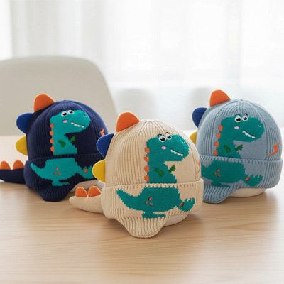 Bonnet bebe avec protection des oreilles, style dinosaure, chaud et confortable pour tout-petits