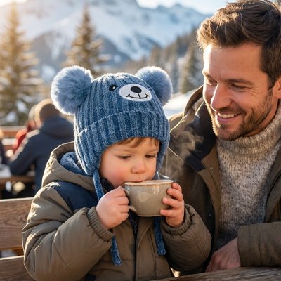 Bonnet bebe pour enfant avec motif petit ours, velours doux et protection contre le froid
