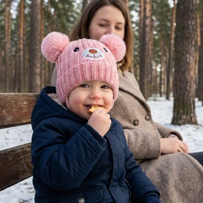 Bonnet bebe style ours brodé, doux et chaud, idéal pour enfants de 1 à 5 ans en hiver