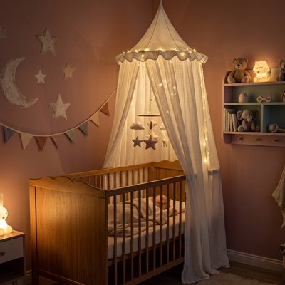 Ciel de lit suspendu 100% coton pour chambre d’enfant, ambiance douce et apaisante