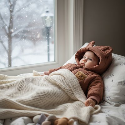 Combinaison bebe avec doublure en peluche, motif ours pour filles et garçons »