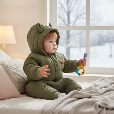 Combinaison bebe barboteuse chaude, style ours de dessin animé, bébé fille et garçon »