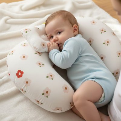 Coussin d'allaitement en forme de U offrant un soutien du cou et de la taille avec housse lavable
