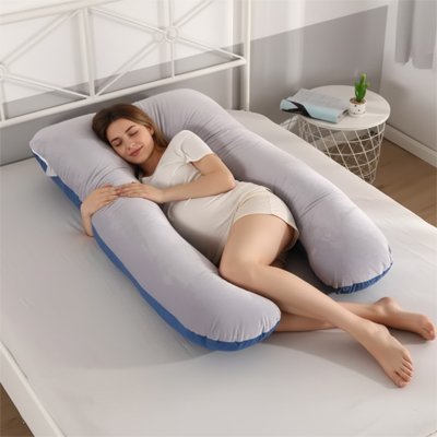 Coussin de grossesse pour femme, oreiller 120x70 cm pour dormir, allaitement et soutien du ventre et du dos