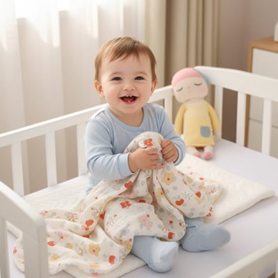 Couverture bébé en coton mousseline, couverture d’emmaillotage légère, linge bébé multifonction