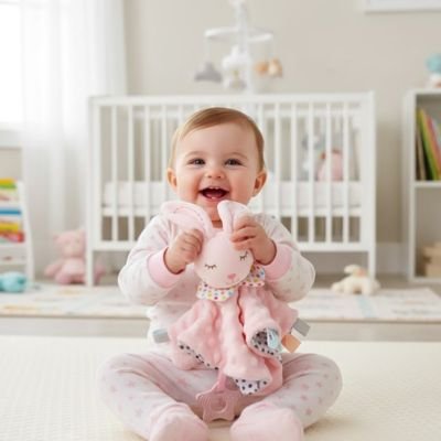 Doudou bebe jouet apaisant doux avec hochet intégré