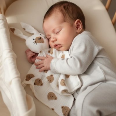 Doudou lapin en coton pour bébé, jouet réconfortant pour le sommeil