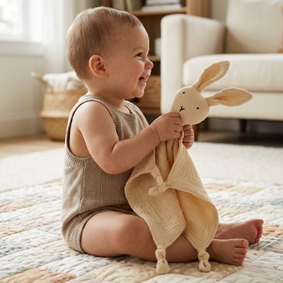 Doudou lapin pour bébé, légère et confortable, parfaite pour nourrisson et dodo.