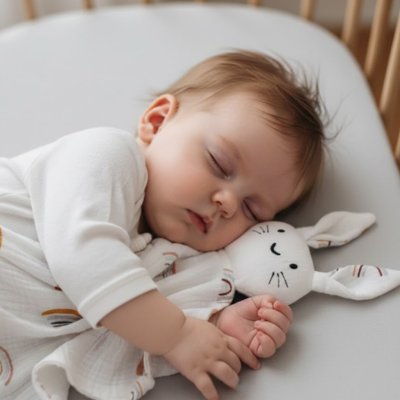 Doudou lapin pour nouveau-né, tissu doux et rassurant