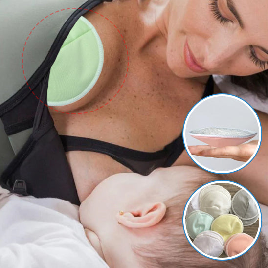 Ensemble de deux coussinets d’allaitement lavables en bambou bio posés à plat – Sphere de maman-nourrison