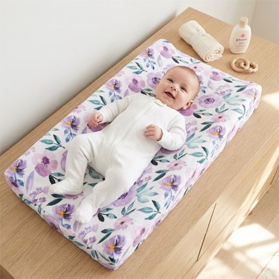 Housse matelas à langer en matériau Minky doux et confortable, lavable et respirante
