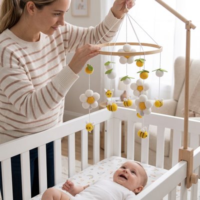 Mobile bébé avec pendentifs étoiles et cloche pour apaiser et divertir