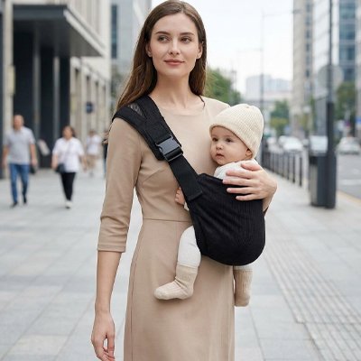 Porte bebe portable, type câlin, bandoulière large, parfait pour sorties avec bébé 