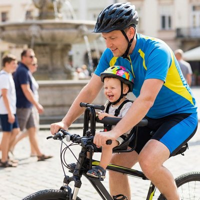 Porte bebe velo avant pour enfant avec pédales et selle ergonomique, compatible VTT et vélo de route