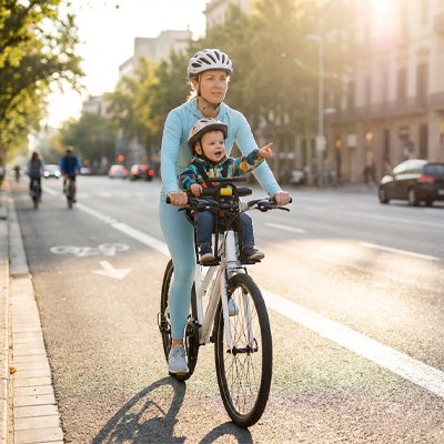 Porte bebe velo confortable avec support et pédales pour enfant, siège avant pratique pour sorties en vélo sécurisé 