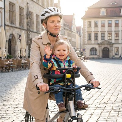Porte bebe velo confortable VEXADA avec pédales et support, siège avant de sécurité pour enfant sur VTT ou vélo de route