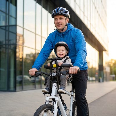 Porte bebe velo VEXADA avec support et repose-pieds, siège avant pour transporter un enfant en toute sécurité