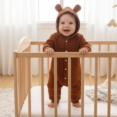 	Pyjama bebe à capuche pour nouveau-né, 0 à 18 mois, avec oreilles mignonnes, manches longues, idéale pour l’automne et l’hiver.