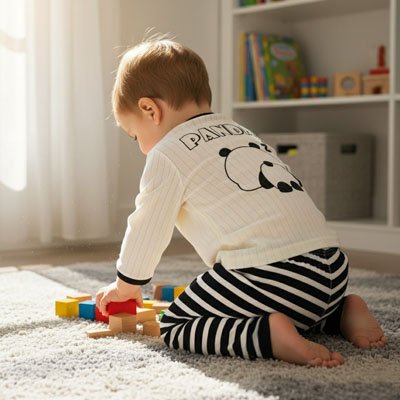 Pyjama bebe manches longues en coton avec motif animé